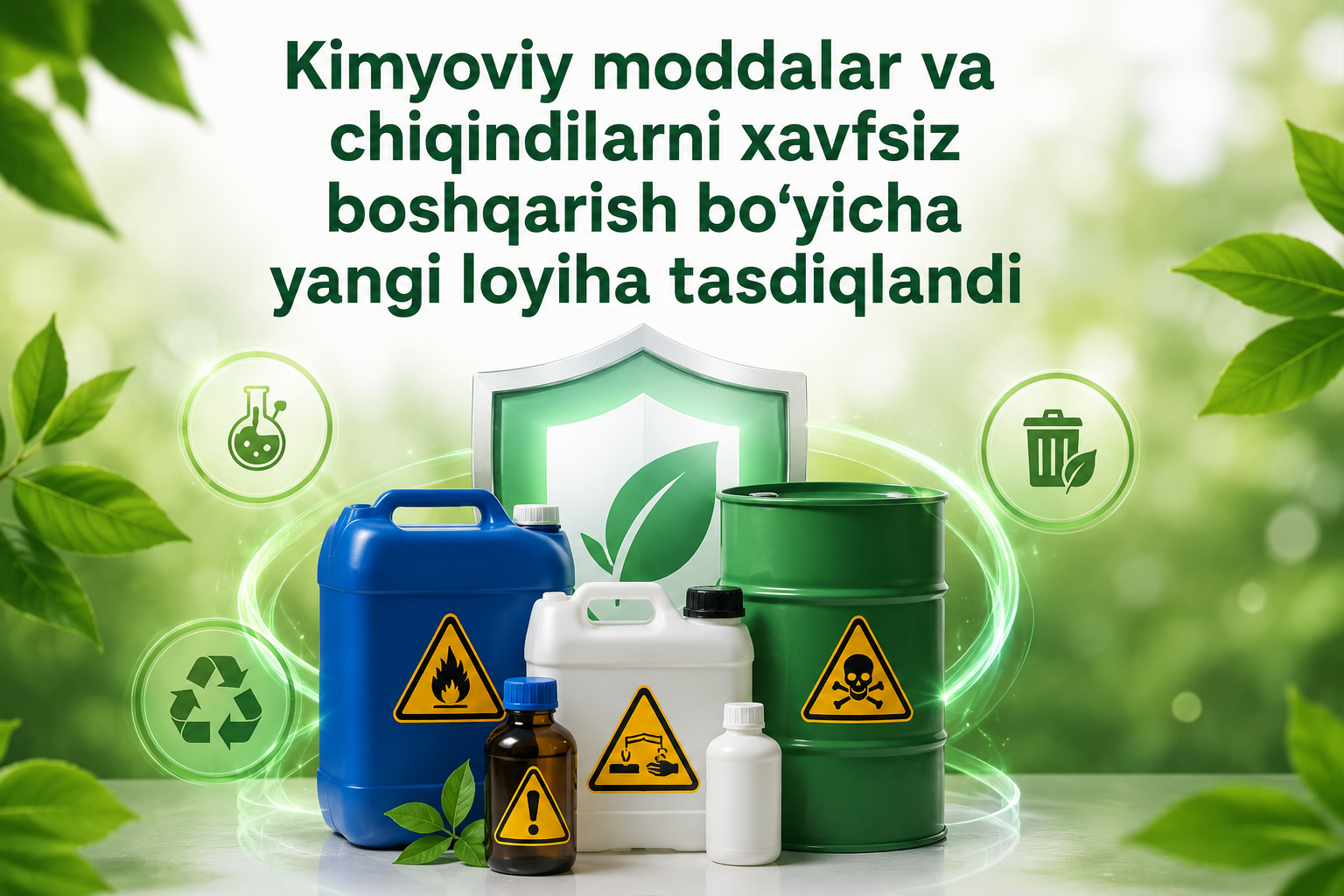 Kimyoviy moddalar va chiqindilarni xavfsiz boshqarish bo‘yicha yangi loyiha tasdiqlandi